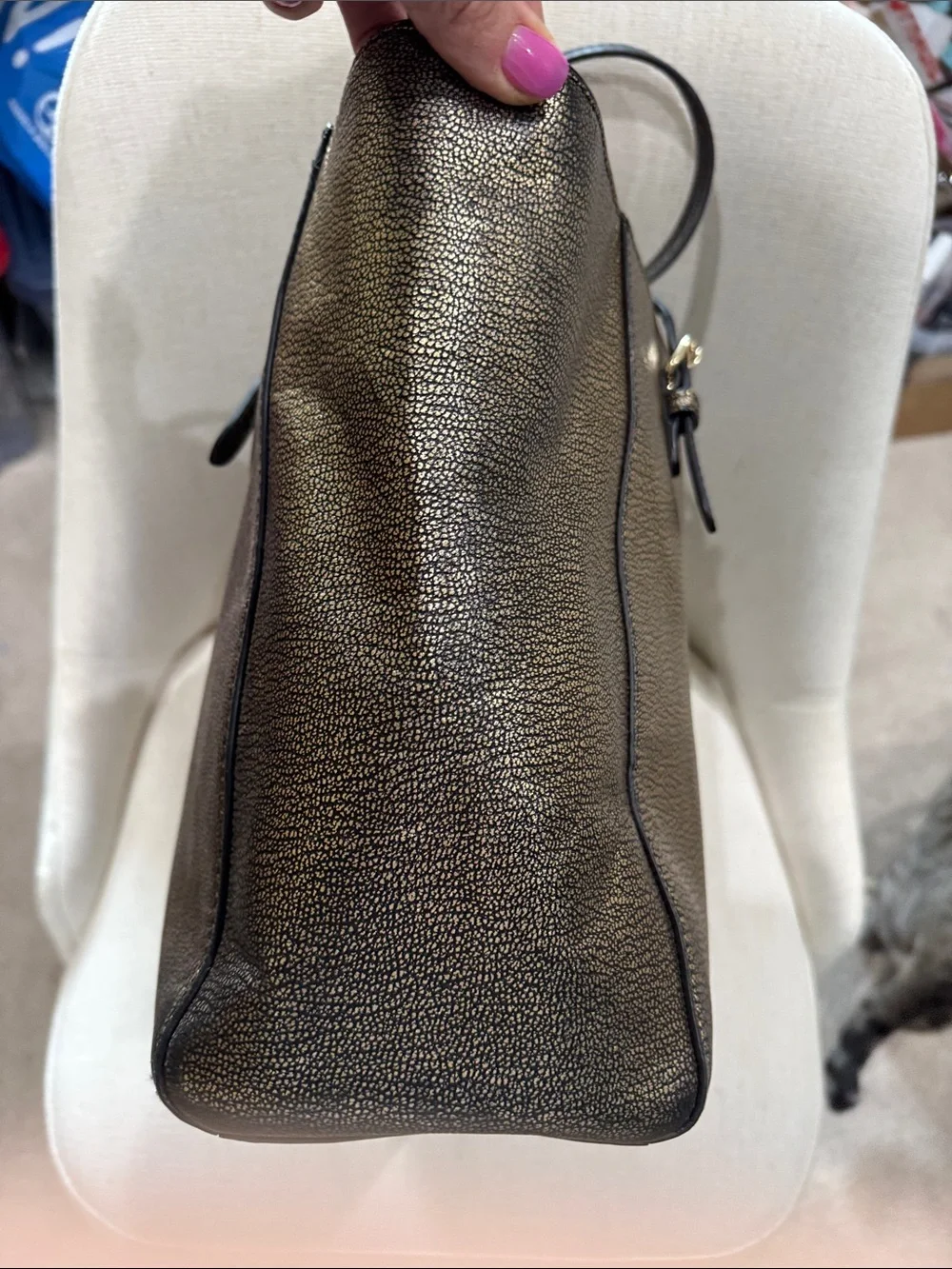 Coach Metallic Bronze Double-Handle Tote & Gold hang tag
